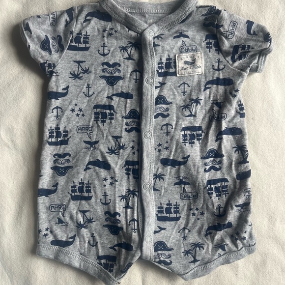 Carter's Gray and Blue Nautical Baby Bodysuit - Picture 1 of 4